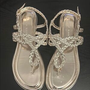 Kelly & Katie Silver Thong Sandals with Braided Straps